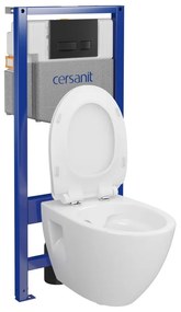 Cersanit Moduo, System50 MECH podomietkový rám + závesná wc misa Moduo Plus CleanOn + čierne tlačidlo MOVI II, S701-766