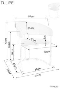 Sametové jídelní křeslo Tulipe béžové/zlaté