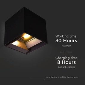 LED solárne nástenné svietidlo senzor LED/9W/3,7V 3000-5000K IP65 čierne