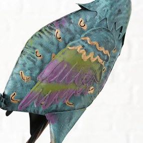 Záhradná kovová figúrka Peafowl, 78 cm, modrá