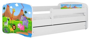 Letoss Detská posteľ BABY DREAMS 160/80- Safari Biela Bez matraca S uložným priestorom