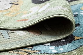 Dywany Łuszczów, Detský kusový koberec Fun Route Street animals green, 80x150, zelená, detská izba