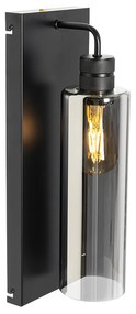 Moderná nástenná lampa čierna s dymovým sklom - Stavelot