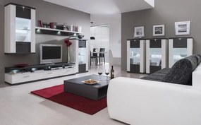 Vitrína Caracas typ 24, grafit/biely lesk, s osvetlením