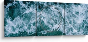 Obraz - Vlny oceánu (s hodinami) (90x30 cm)