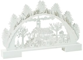 Drevená dekorácia s LED 41 cm, biela, assort