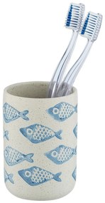 Modro-biely keramický téglik na kefky Wenko Aquamarin