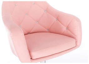 LuxuryForm DESIGN Kreslo ROMA na striebornej podstave s kolieskami - ružové