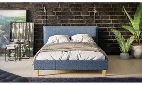 Modrá čalúnená dvojlôžková posteľ s roštom 140x200 cm Tina - Ropez