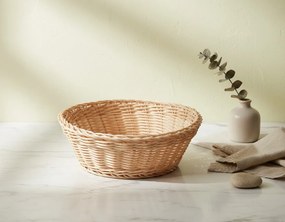 Okrúhly košík na pečivo SINO 20x7 cm svetlohnedý