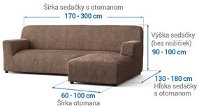 Bielastické poťahy COSTINA oriešková sedačka s otomanom vpravo (š. 170 - 300 cm)
