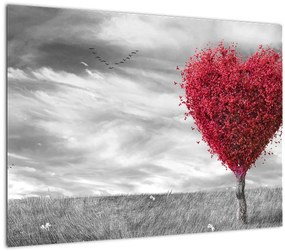 Sklenený obraz - Srdce korunou stromu (70x50 cm)