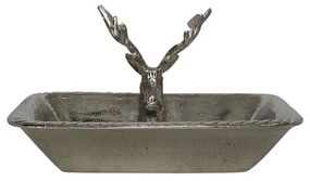 Strieborná kovová miska s hlavou jeleňa - 21 * 21 * 13cm