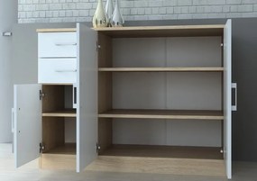 Komoda 3-dverová Universal, dub sonoma/biela