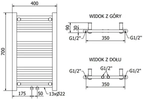 Mexen Mars, elektrické vykurovacie teleso 700 x 400 mm, 300 W, biela, W110-0700-400-6300-20