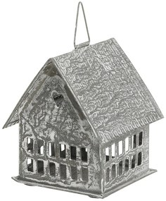 Zinkový antik kovový závesný domček na sviečku Canie - 8*8*10 cm