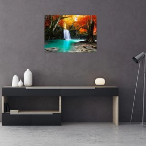 Sklenený obraz - Smaragdová lagúna (70x50 cm)