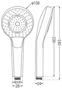 Mexen príslušenstvo - hlavica ručnej sprchy Oval R-05, 3-funkcie, biela, 79505-20