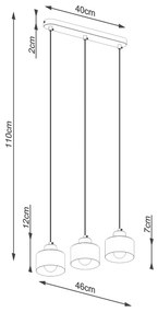 Závesné svietidlo Savar 3, 3x čierne kovové tienidlo