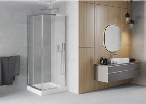 Mexen Rio, štvorcový sprchový kút 70 x 70 cm, 6mm číre sklo, chrómový profil + biela sprchová vanička RIO, 860-070-070-01-00-4510
