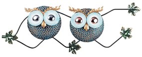 Nástěnná kovová dekorace OWL modrá/zlatá