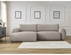 Svetlosivo-béžová menčestrová rozkladacia rohová pohovka (ľavý roh) Lucien – Bobochic Paris