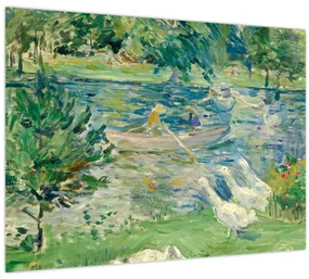 Sklenený obraz - Berthe Morisot, Girl in a Boat with Geese, reprodukcia (70x50 cm)