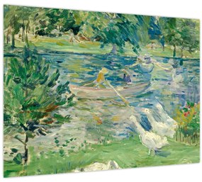 Sklenený obraz - Berthe Morisot, Girl in a Boat with Geese, reprodukcia (70x50 cm)