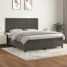 Posteľný rám boxspring s matracom tmavosivý 160x200 cm zamat 3143032