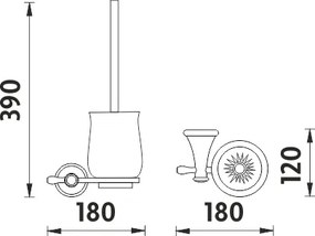 Nimco Lada - WC kefa s držiakom, keramika + staromeď (LA 19094K-80)