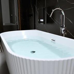BPS-koupelny Voľne stojaca akrylátová vaňa k stene HYD-CA517B 150x75 biela, odtokový komplet chróm