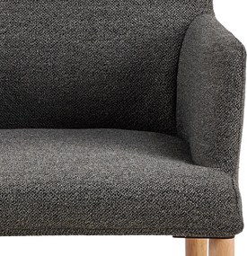 Sivé čalúnené jedálenské kreslo s podrúčkami Zoe – Actona