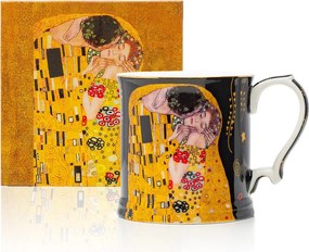 HOME ELEMENTS Porcelánový hrnček 360 ml, Klimt Bozk tmavý