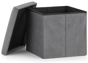 Sivý skladací taburet FURELA VELVET L 38 x 38 x 38 cm