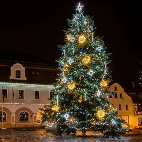 Svetelná guľa LED, teplá biela, priemer 40 cm, čierny kábel