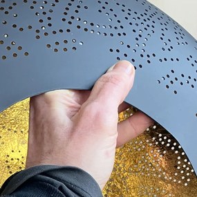 Orientálny kovový filigránový luster Black & Gold UFO Ø45*125