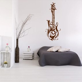 Veselá Stena Samolepka Dizajnová gitara Farba: hnedá, Veľkosť: 60 x 22 cm