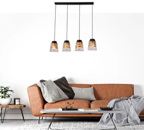 Candellux Čierno-zlatý závesný luster Fresno pre žiarovku 4x E27 34-78124