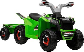 HOMCOM Detský elektrický štvorkolový bicykel 6V, Detské vozidlo, Elektrické auto s prívesom pre deti 1,5-3 roky, 2,5 km/h, Kov, 106 x 41,5 x 48,5 cm,