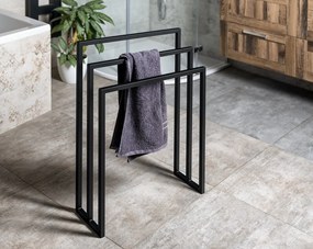 Sapho Sapho, SKA nástenný držiak uterákov s policou 454x1184x252mm, čierna mat, SKA701