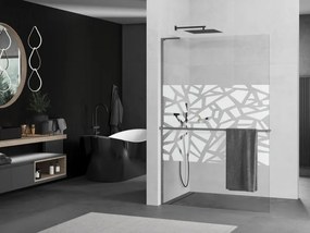 Mexen Kioto+ L, sprchová zástena Walk-In s poličkou a vešiakom 100 x 200 cm, 8mm číre sklo biely vzor, grafitový profil, 800-100-123-66-85