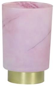 Ružová sklenená stolná lampa Marble Led - Ø10*27cm
