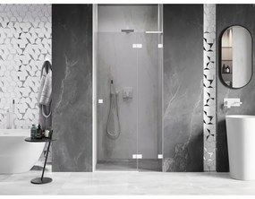 Mexen Lunar L, pravé otočné sprchové dvere 120 cm, 8mm číre sklo, biely profil, 834L-120-000-20-00-P