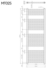 Mereo, Vykurovací rebrík 600x1330 mm, rovný, biely, stredové pripojenie, MER-MT12S