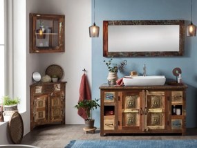furniture-nabytek.cz - Rohová nástenná skrinka Sumana z recyklovaného tvrdého dreva, lakovaná, hnedá