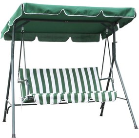 Záhradná hojdačka s bielymi a zelenými pruhmi