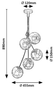 Rabalux 3508 - Luster na tyči GLORY 5xE14/40W/230V
