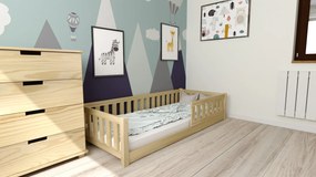 Detská Montessori posteľ PINELO 90 x 200 cm, borovica Rošt: S lamelovým roštom, Matrac: Bez matraca