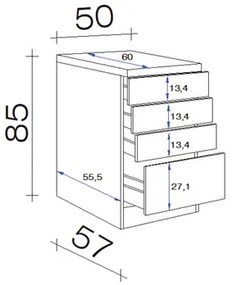 Kuchynská skrinka dolná sošuplíkmi Flex WellPalmaria/Wito šírka 50 cm biela