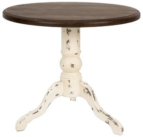 Hnedo-krémový antik drevený okrúhly jedálenský stôl Faminé - Ø 80*72 cm